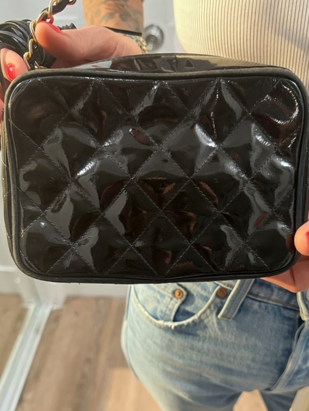 Chanel vintage black patent leather bag AUTHENTIC - Picture 3 of 8